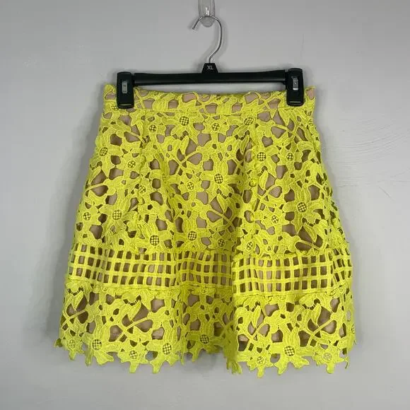 Lovers + Friends Yellow Floral Crochet Lace Skirt - Picture 3 of 8